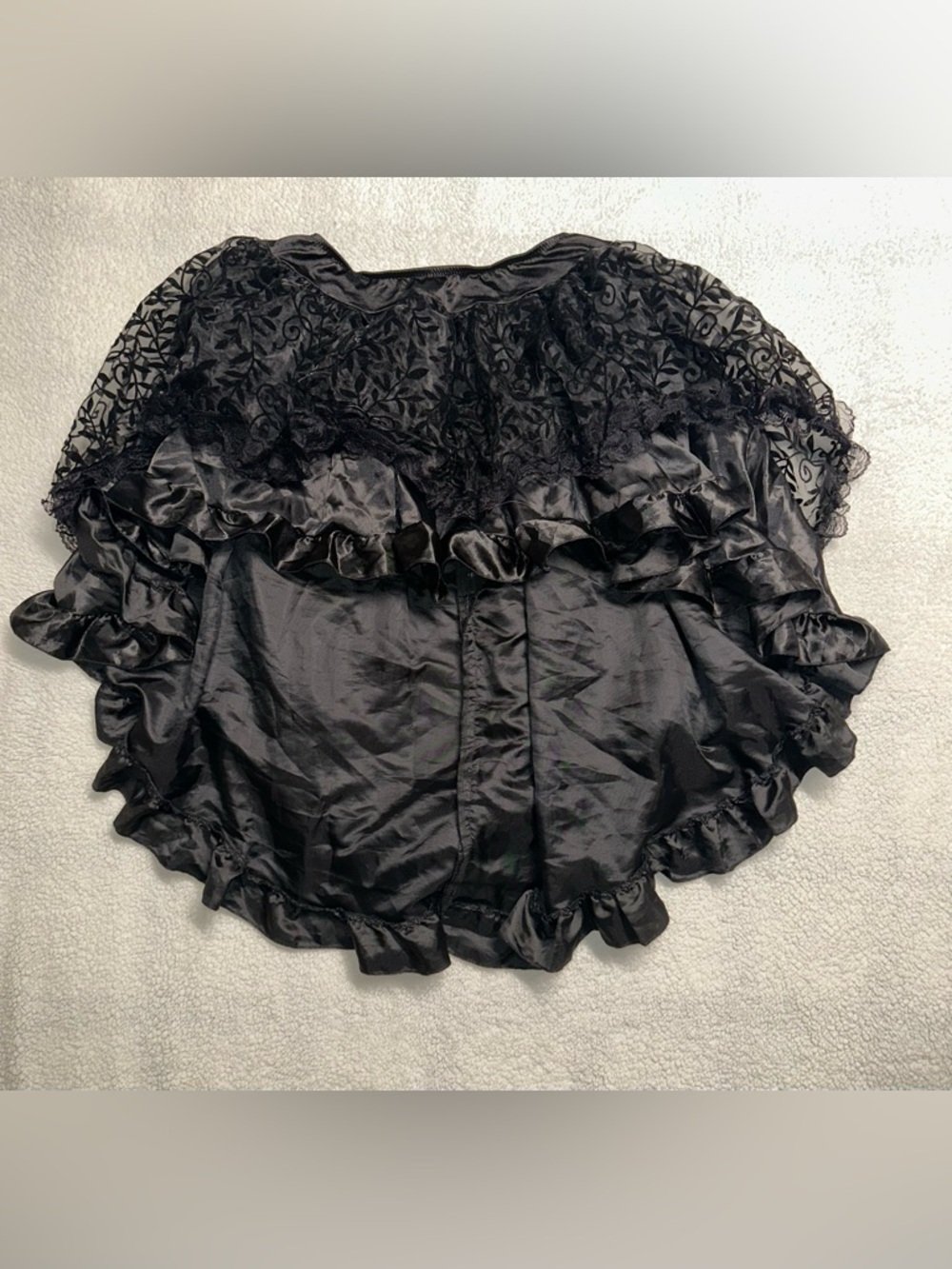 Womens Black Ruffle Lace Skirt